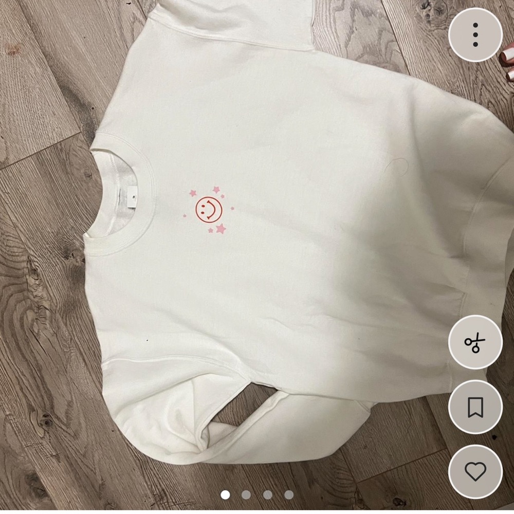 PacSun White Sweatshirt with Pink Smiley Design